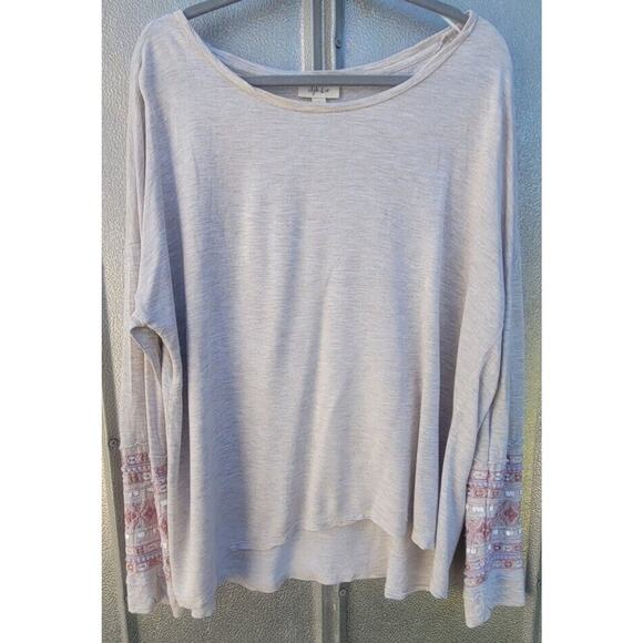Style & Co Embellished Long Sleeve Lightweight Beige Top Size L - Picture 1 of 5